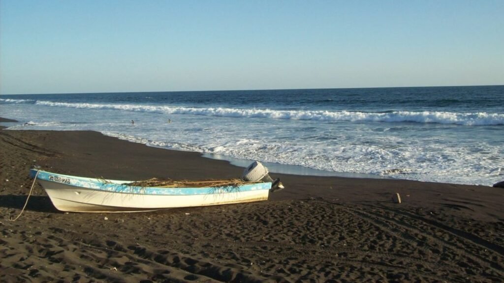 The beautiful black sand beach of Monterrico is located on the Pacific coast